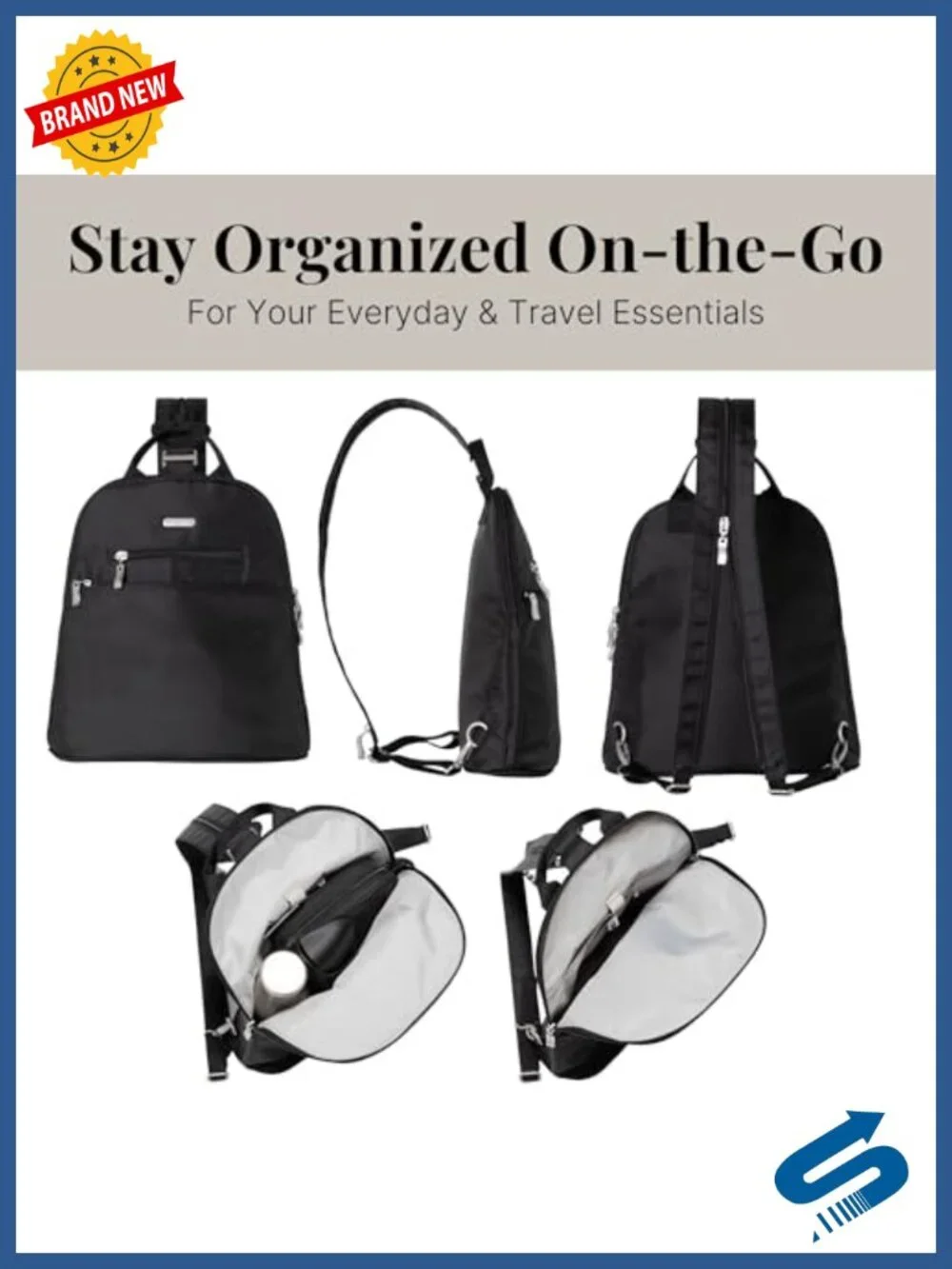 Baggallini Essential Mini Backpack Purse for Women - RFID Blocking Convertible